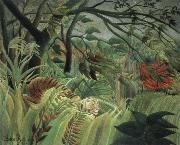 Henri Rousseau tiger in a tropical storm France oil painting artist